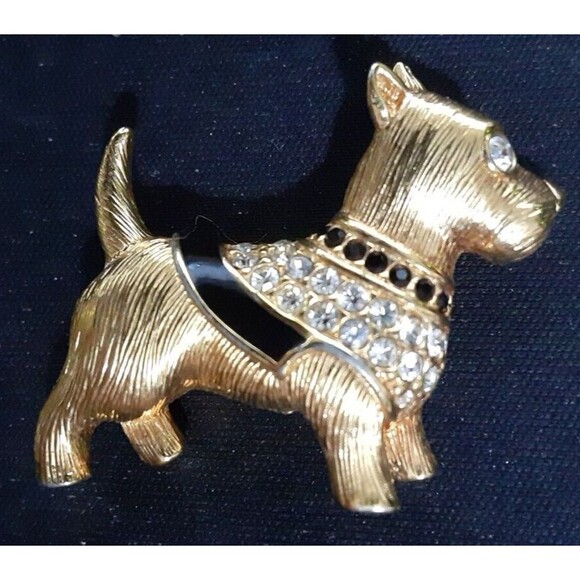 Swarovski Crystal Pin Brooch Scottish Terrier Scottie Dog black clear SCOTTY - Picture 1 of 5